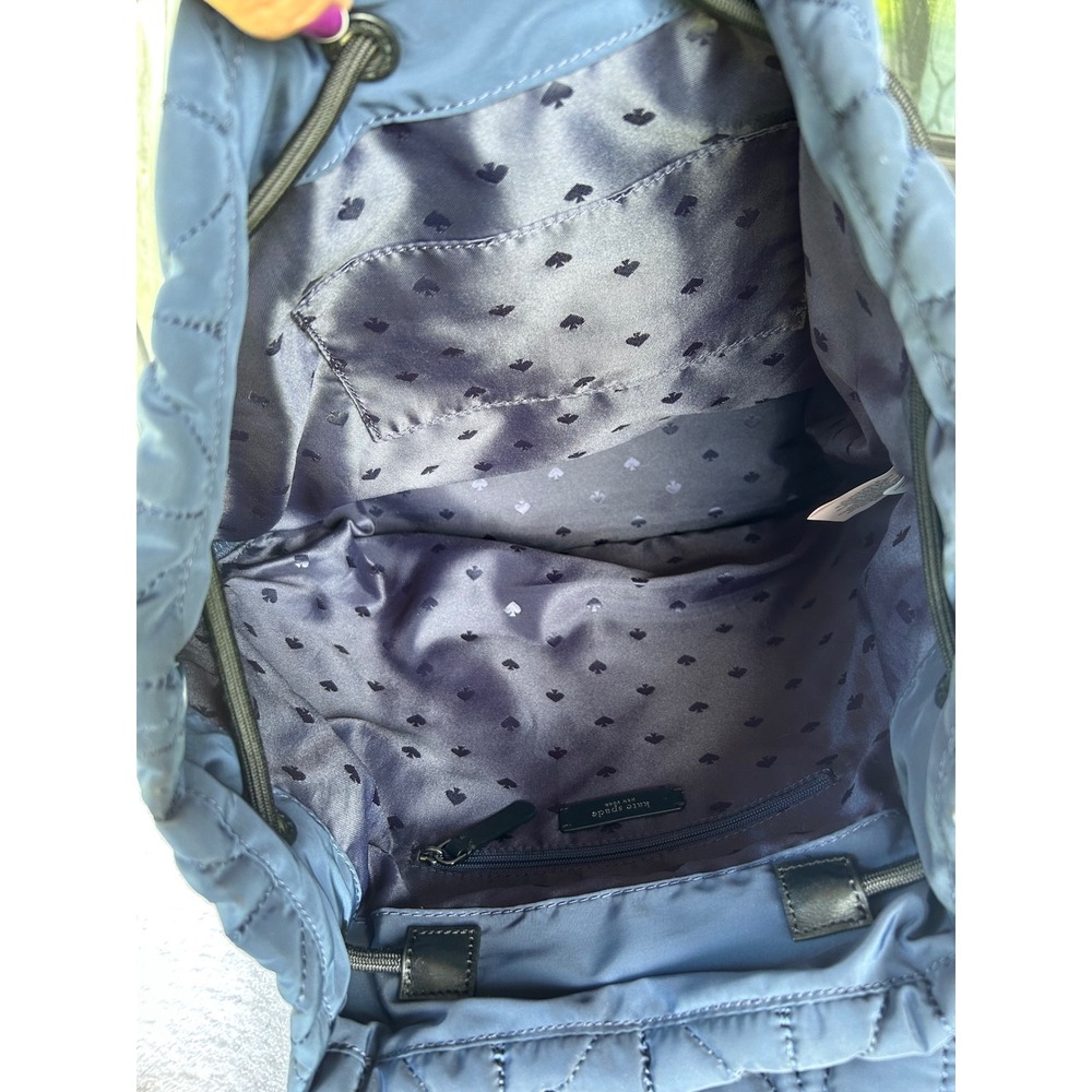 Kate Spade Ellie Flap Backpack Navy Quilted Lightweight‎ Nylon Travel Laptop Bag - Picture 9 of 14